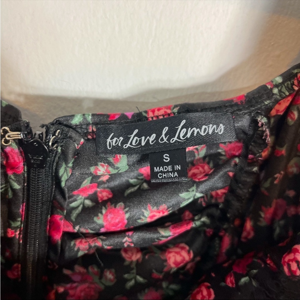 For Love and Lemons Melrose Dress Floral Black Mini - Picture 9 of 9